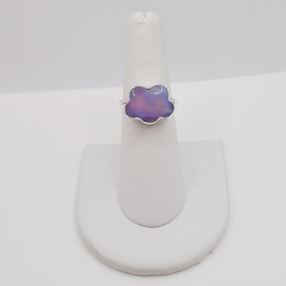 925 Sterling Silver Aurora Opal Cloud Ring – Iridescent Pastel Glow - Picture 9 of 11